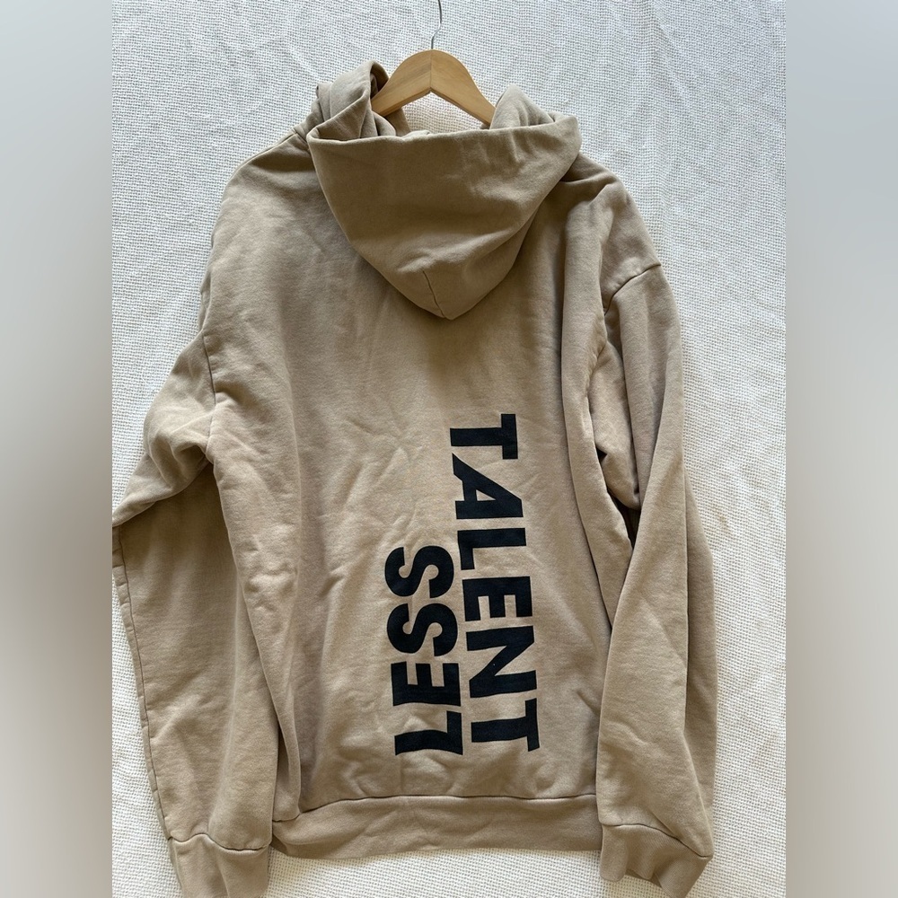 TALENTLESS Rare Tan Hoodie with Bold‎ Black Lettering